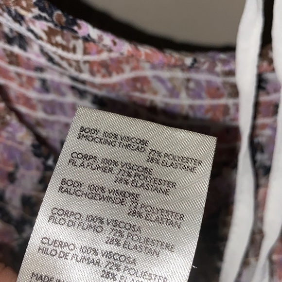 Free People‎ shirt smocked xl back on top floral peasant blouse boho - Picture 6 of 7